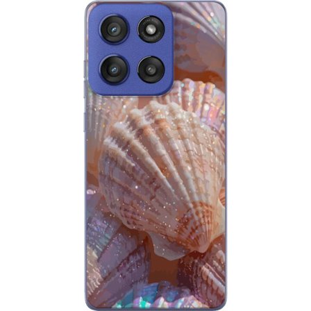 Kompatibel Mobilcover til Motorola Edge 60 Stylus Glitrende muslingeskaller i pastelfarver, hav-inspireret design med glimmer og glans, der fanger føl