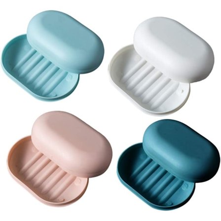Caisse de savon 4 st bärbar boîte à savon de cachetage ogenomtränglig titulaire porte-savon pour salle de bains douche voyage (4 couleurs)