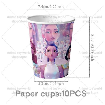 KPop Demon Hunters Födelsedagskalas Set för Barn - Tallrikar, Muggar, Ballonger, Tårtdekoration, Dukar Bordsdekorationer