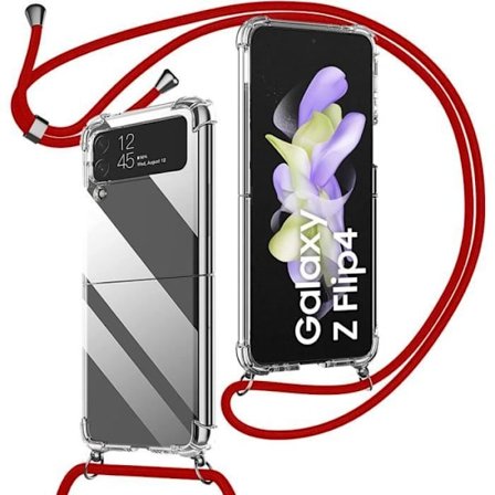 Siliconfodral - Booling - för Samsung Galaxy Z Flip 4 - Stöttålig - Repfria - Transparent/Röd