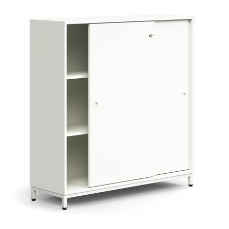 Schiebetürenschrank QBUS, abschließbar, 1252x1200x400 mm, weiß