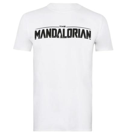 Star Wars: The Mandalorian Mens Logotyp T-shirt M Vit