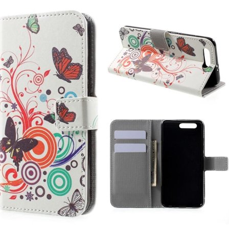 Plånboksfodral Huawei Honor 9 - Vit med Fjärilar