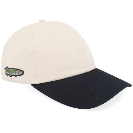 Skillfish - Beige unconstructed Caps - Tiny Pike Fish Stone Washed Stone/Black Dad Cap @ Hatstore