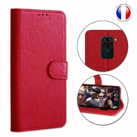 Porteføljetuft - Xiaomi - Redmi Note 9 - Rød læder - Videostøtte - Magnetisk