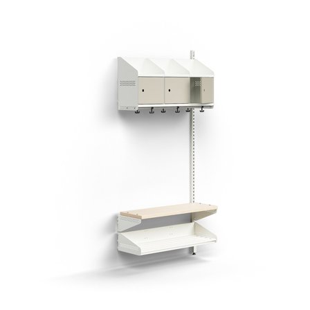 Garderobenschrank ENTRY, Anbaumodul, wandhängend,1800 x 900 x 300 mm, weiß/grau