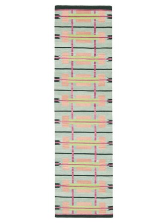 Sigrid 80X300 Petit Vert/Multicolore Couloir Tapis De Laine