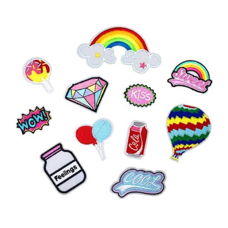 11 Stycken, Strykbara Broderade Lappar i Regnbågsform - Broderad Lapp att Sy eller Stryka på för Barn och Bebisar