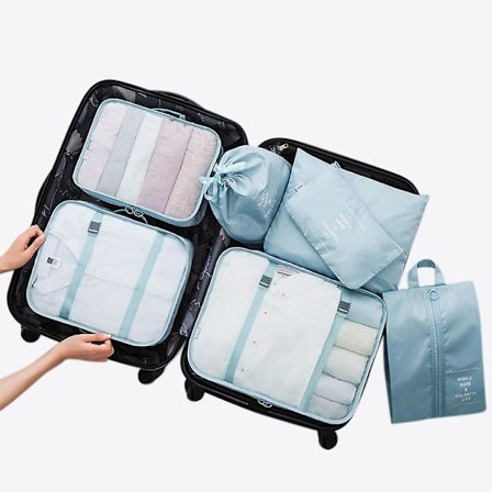 7pcs Waterproof Packing Compression Clothes Storage Bag Travel Insert Case Set