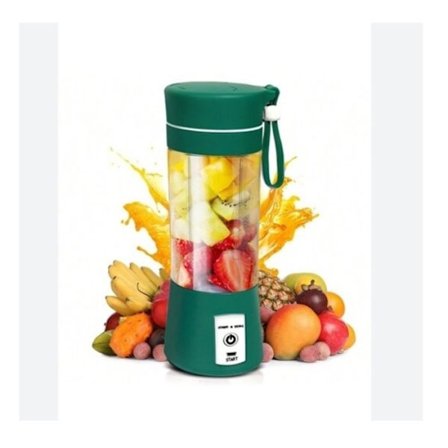 (Vihreä) 380 ml kannettava sähkömehuprässi, mini automaattinen mehunpuristin pirtelöille, smoothieille ja juomille, 6 terää