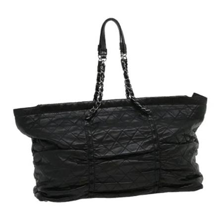 Chanel Vintage, Pre-owned Black Leather Tote Bag Zwart, Dames, Maat:ONE Size,leer