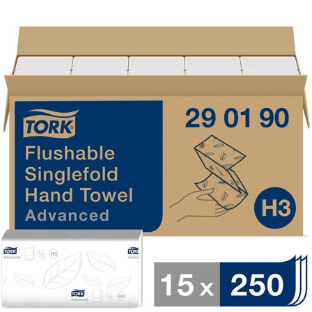 TORK Pappershandduk Advanced H3 2-lagers vit spolbar 3750/fp - Lyreco - Städ och hygien - Toalettpapper och torkpapper - Pappershanddukar
