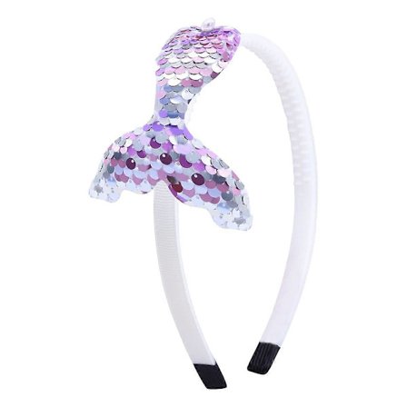 Havfrue-hårbånd med paljetter, glitter, vendbart fiskehale-hårbånd med perler, hårtilbehør for kvinner, festfavoritter (lilla)