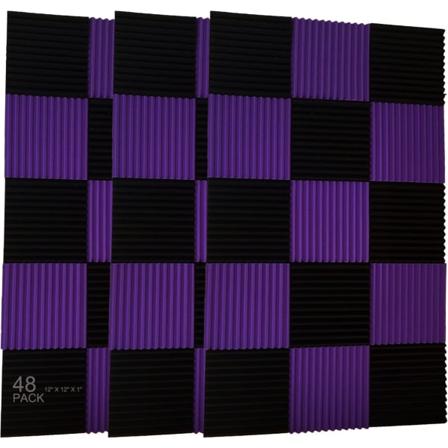 2 pakkausta purppuraa MUSTA 1" x 12"" x 12"" Akustinen kiila Studiovaahto So"