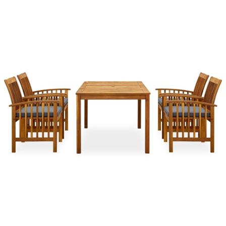 Vidaxl Matgrupp För Trädgården Med Dynor 5 Delar Massivt Akaciat Grå