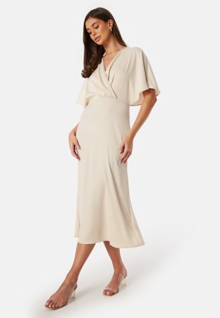 Bubbleroom Occasion Wrap Satin Midi Dress Klær