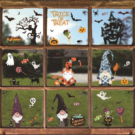 8 Halloween vindusklistremerker, Halloween gresskar spøkelse zombie vindu
