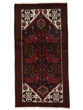Baluch Rug 100X189 Black/Dark Red Wool, Persia