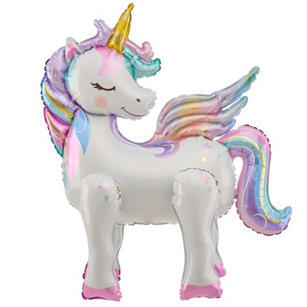Folieballong Stående Enhörning 61x66cm - Baby Shower Dekoration - Enhörning Kalas Dekoration - Kalaslagret.se