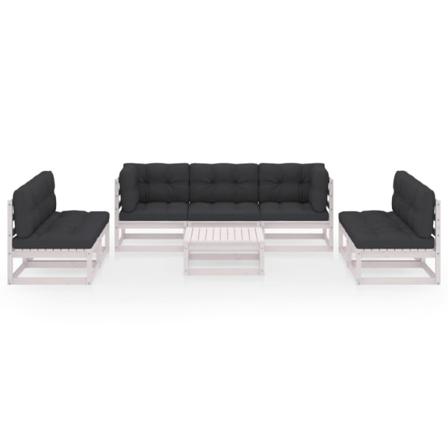 Vidaxl Loungegrupp Med Dynor 8 Delar Massiv Furu Vit