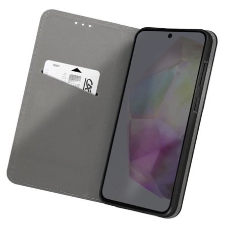 Suojakuori Samsung Galaxy A35 5G -puhelimelle - AKASHI - Flip Wallet -videotuki - musta