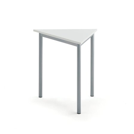 Table SONITUS TRIANGEL, 800x700x720 mm, white high pressure laminate, alu grey