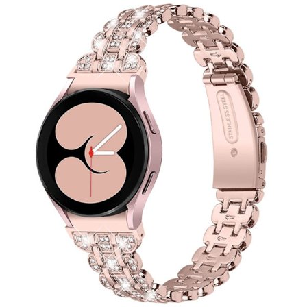 Klockarmband i rostfritt stål med strassdekor för Samsung Galaxy Watch 4 - Rosa / Guld