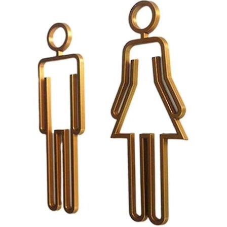 Gull Toalett Symbol Menn Og Kvinner Dress Bad Toalett Toalett Skilt Dør Tilbehør Symbol Skilt Lim