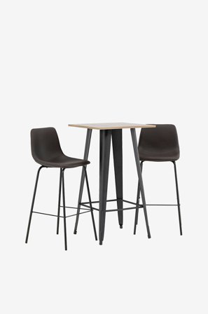 Venture Home - Spisegruppe Tempe med 2 stole Alexi - Brun - Spisegrupper - Fra Homeroom