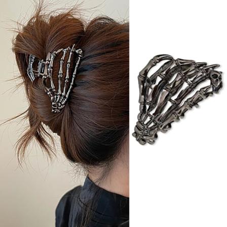 Halloween hårklemme sort spøgelseshånd hårklo klemme med kranium design hårklemme til tykt hår og tyndt hår kvinder metal fest dekoration 1 stk