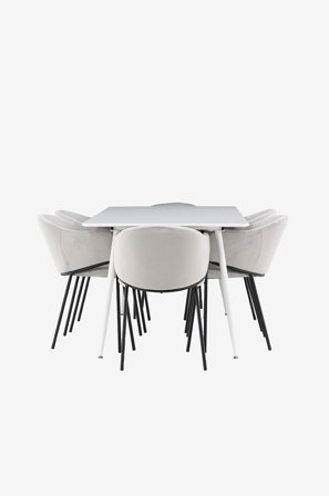 Venture Home - Silar spisebord med Evelina spisestol - Grå - Spisegruppe 4 personer - Fra Homeroom