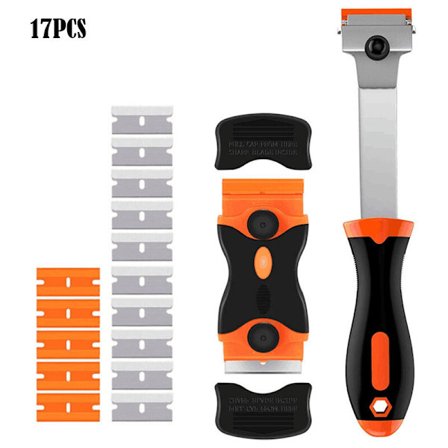 Skrapa, 2 keramikhällskrapa, glasskrapa, för keramikhäll, induktionshäll, bil, glas, spegel, klistermärke, rengöring ((plast)