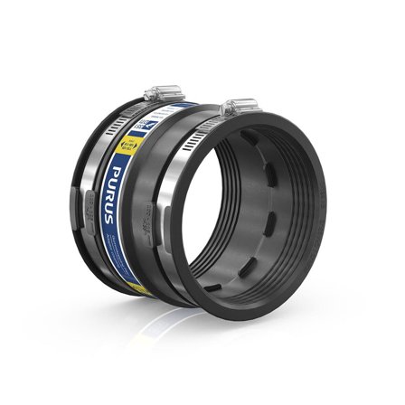 Purus Flexi 3032532 Gumminippel svart, med slangklämmor, Inomhusavlopp