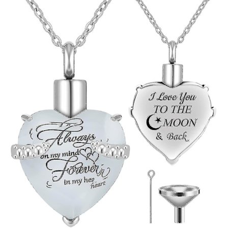 Bästsäljande kristallurna halsband för aska, I Love You To The Moon And Back rostfritt stål minnessmycke hänge Nec