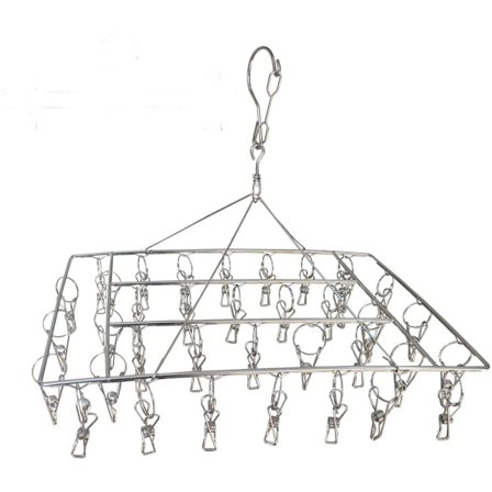 Sukkienpidikkeet 36 pyykkipoikaa, ruostumattomasta teräksestä valmistettu kannettava retkeilypyykkiteline pieni pyörivä koukku tuulenpitävä 