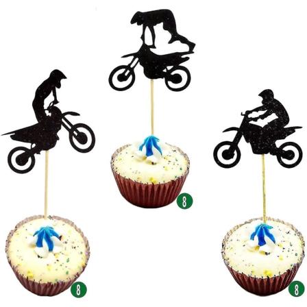 24 kappaletta Moottoripyörän syntymäpäiväkakun koristelu Moottoripyöräjuhlakoristelu