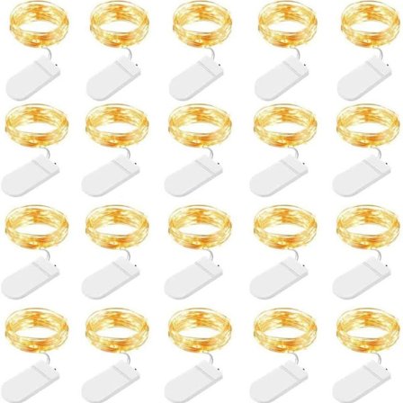 Lampe batteridrevet lyskæde, opladning af 20 LED-lys, 1 m, 10 LED'er, vand KLB