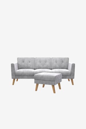 CosmoLiving by Cosmopolitan - Soffa 3-sits soffa + ottoman Gloria - Grå - 3-sits soffor - Från Homeroom