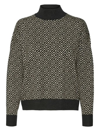 Vero Moda Vmaria Art Batwing Highneck Pullover Ga - Black - XS