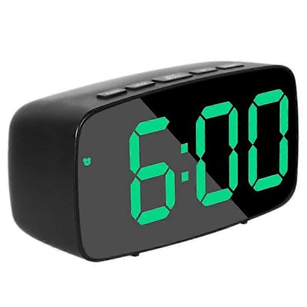 Smart Digital Väckarklocka Sängbord, Grön LED Rese USB Bordsklocka med 12/24H Datum Temperatur Snooze