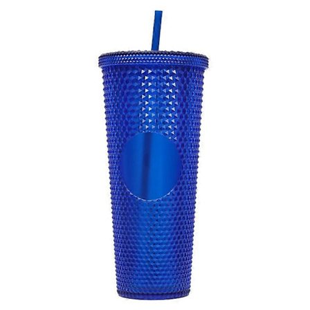 710 ml Bærbar Studded Tumbler med Låg og Sugerør Iskaffe Kopper Dobbeltvægget Glat Kop IUD