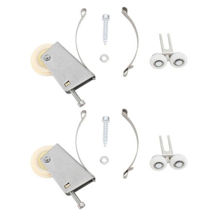 2 sæt rustfrit stål skydedørsrulle med øvre hjul og vandtæt kobberkerne-knasthjul