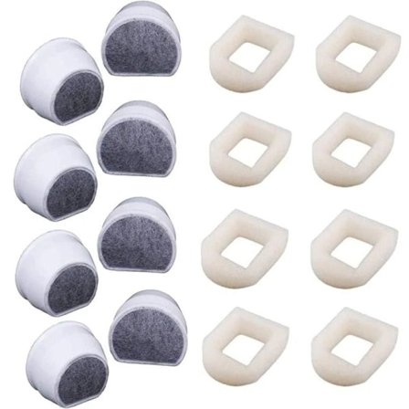 Paket med 16 Skumförfilter och Kolfilter Kompatibla med PetSafe Drinkwell Fontän INOX 360 Avalon Pagoda Seascape och Sedona Fontäner, Katt D