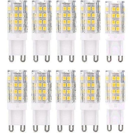 G9 LED-pærer, varm hvit 3000 K 5 W G9 LED-pære tilsvarer 40 W halogenpærer 380 lumen; Ikke dimbar, 10-pakning [Energiklasse A+]