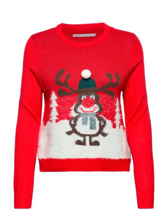 Onlxmas Winter L/S Pullover Box Knt Pullover Rød ONLY
