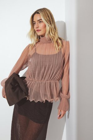 NA-KD Peplum Blouse - Bluser - Pink - M (EU 38-40)
