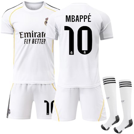 Real Madrid 2025/26 Hjemmedrakt for barn - Mbappe #10 Nr. 10 Mbappe Nr. 10 Mbappe