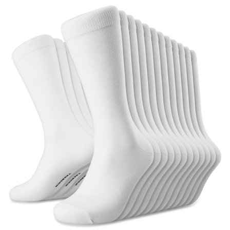 FreeFeel | 12-Pack White Bamboo Crew Socks for Men