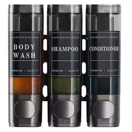 Shampoo og balsam dispenser, 3 rum, ingen boring nødvendig, vægmonteret sæbedispenser til badeværelse hotel 3X300ML
