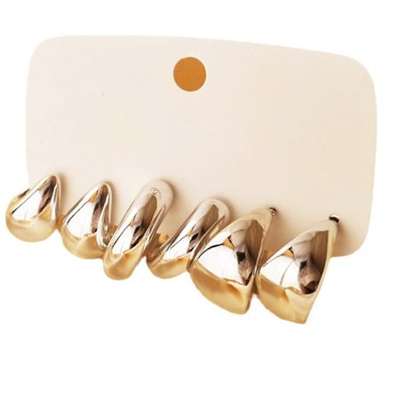 6 stk. Stilfulde C-type Vanddråbe Øreringe Akryl Øreringe Mode Smykker til Fester og Hverdagsbrug